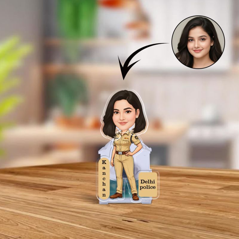 Personalized Police Officer Bobblehead Caricature Standee Gift for Police Officers & Law Enforcement  Creative Office & Home Desk Decor  Battery Powered Moving Head